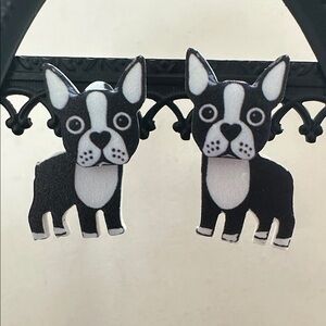 🧡Black and White Boston Terrier Earrings🧡